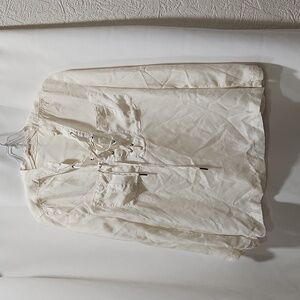 4our dreamers lace up cream blouse shirt